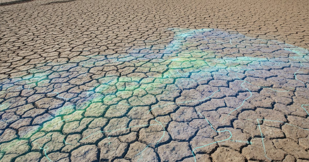 Tierra agrietada por la sequía con una capa de datos climáticos